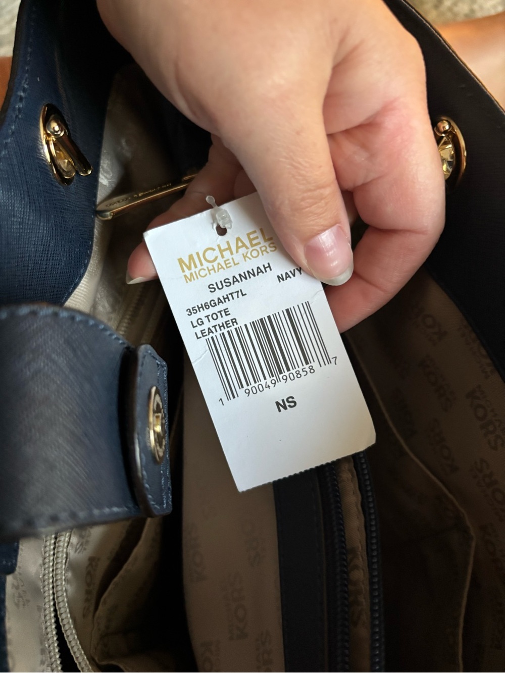 NWT MICHAEL Michael Kors Large Susannah Saffiano Leather Tote Bag - Navy Blue - Picture 10 of 16